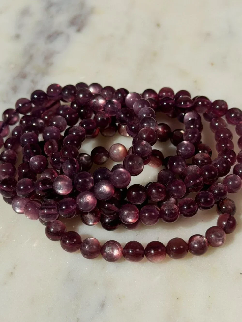 Purple Mica Beaded Bracelet (Bead Size: 7mm)